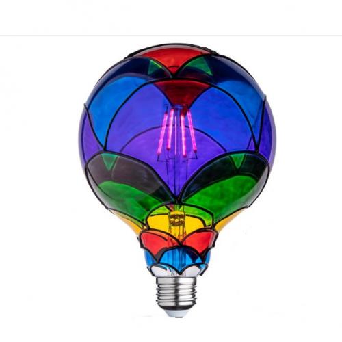 LED Globe Colored Stained Glass Bulb
